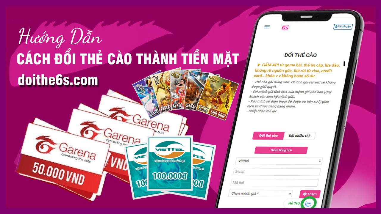 Hướng dẫn cách đổi thẻ cào thành tiền mặt tại doithe6s.com - Ảnh 2