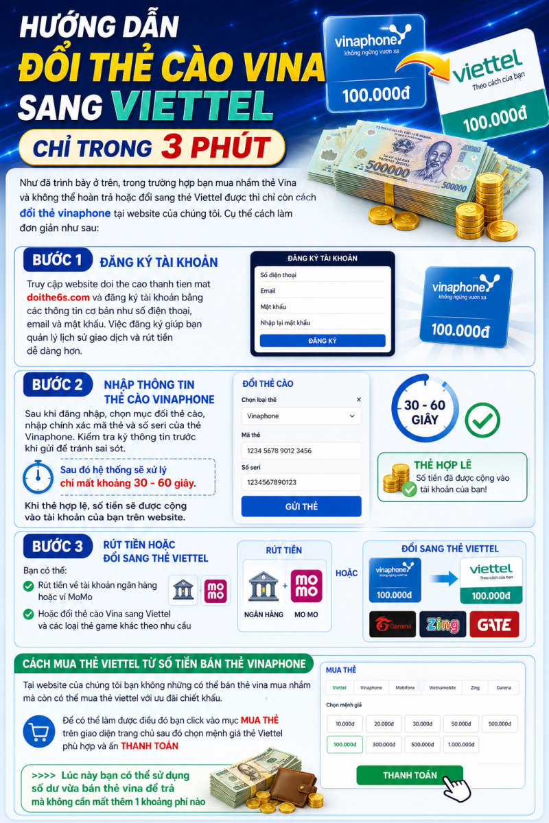 Hướng dẫn đổi thẻ cào Vina sang Viettel chỉ trong 3 phút - Ảnh 3