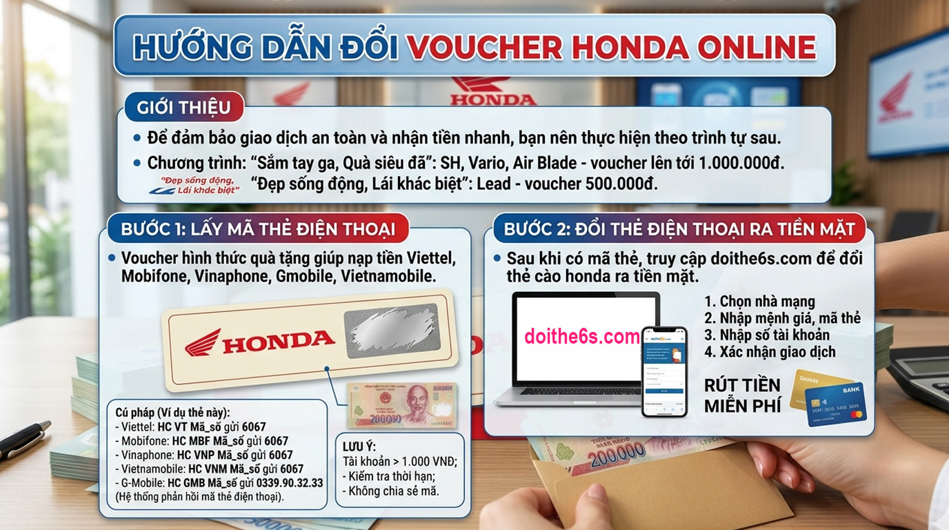 Đổi thẻ cào Honda sang tiền mặt tỷ lệ cao, nhận tiền ngay - Ảnh 3