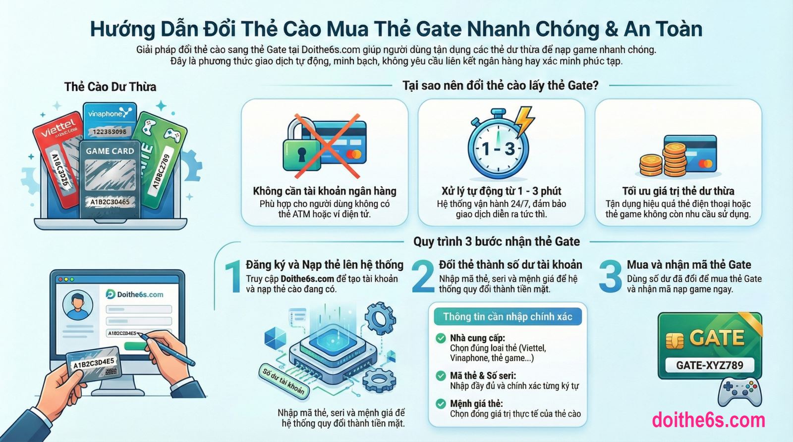 Hướng dẫn mua thẻ Gate bằng cách đổi thẻ cào 247 an toàn, nhanh chóng - Ảnh 2
